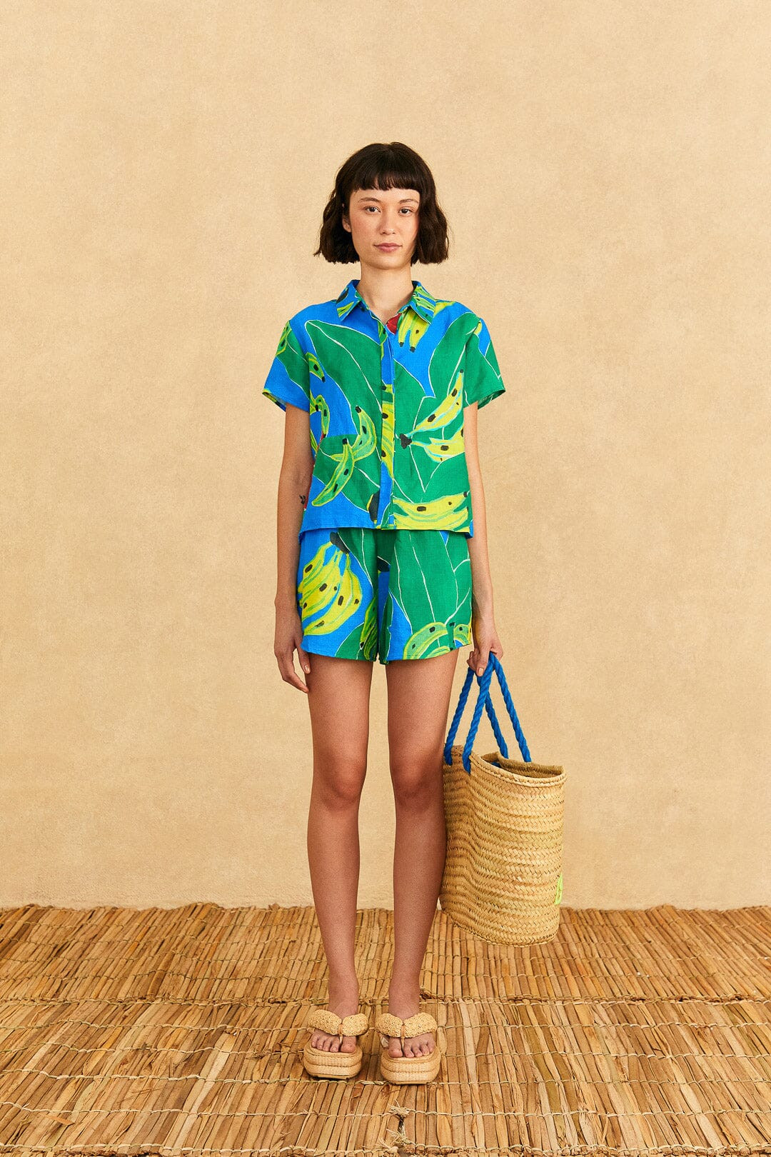 Blue Banana Leaves Shorts | FarmRio (US)