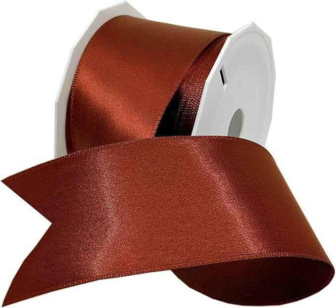 Morex Ribbon Wired Satin Ribbon, 2-1/4 inch by 10 Yard, Cinnamon | Amazon (US)