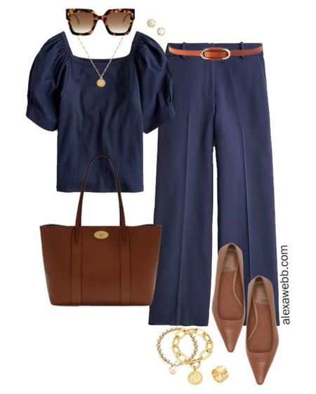 Plus Size Summer Work Outfits 1 - A plus size business casual outfit idea in all navy with camel accessories. Alexa Webb #plussize

#LTKStyleTip #LTKPlusSize #LTKWorkwear