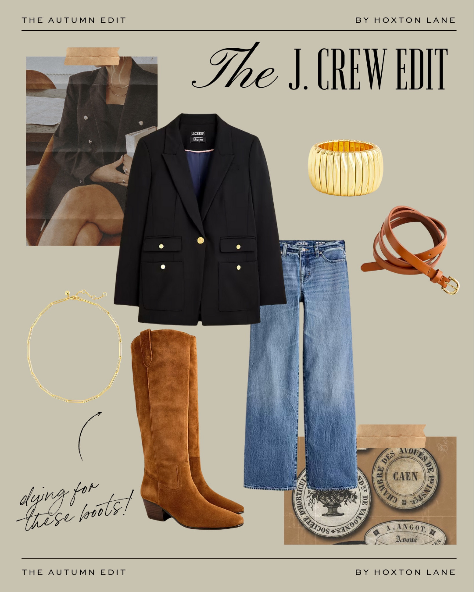 Fall Fashion inspiration from our J. Crew sale favorites - up to 40% off site wide 🤎 We adore these knee high suede camel boots paired with a classic black blazer with gold detail, gold jewelry and matching camel belt #LTKfall #LTKautumn #LTKxjcrew

#LTKWorkwear #LTKFindsUnder100 #LTKSaleAlert