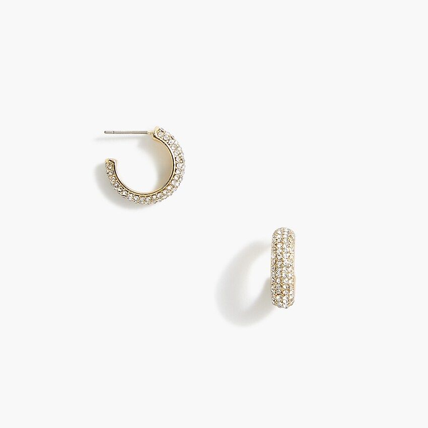 Small pav&eacute; hoop earrings | J.Crew Factory