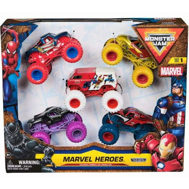 Monster Jam Marvel Heroes Vehicles 5pk - 1:64 Scale Toy | Walmart (US)