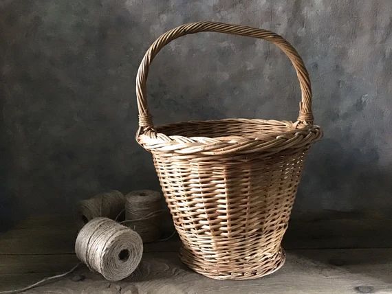 Vintage French wicker basket, braided basket, French vintage picnic hand made basket, rustic Fren... | Etsy (US)