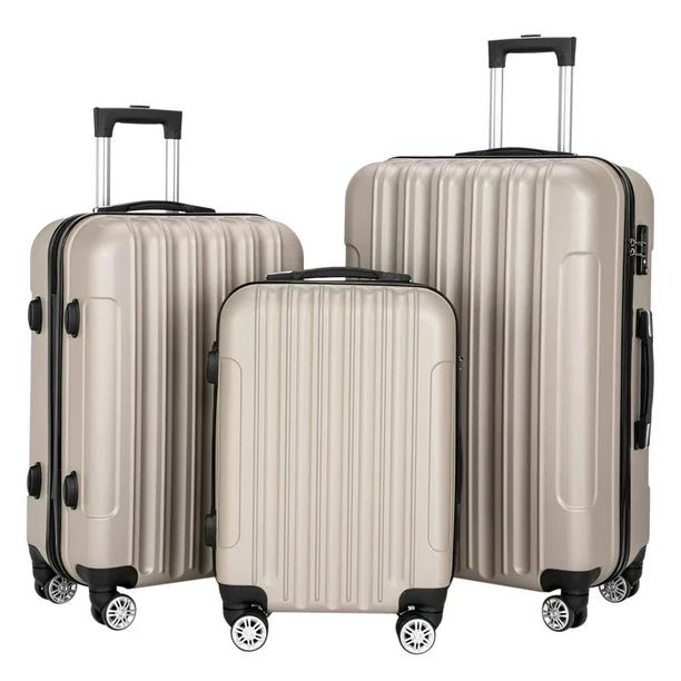 Zimtown 3 Piece Nested Spinner Suitcase Luggage Set With TSA Lock Champagne Gold - Walmart.com | Walmart (US)