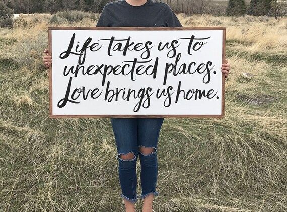 Farmhouse Wood Sign | Love Brings Us Home | Farmhouse Design | Living Room Decor | Shabby Chic Decor | Etsy (US)