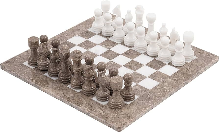Radicaln Marble Chess Set 15 Inches Grey Oceanic and White Handmade Chess Sets for Adults - Chess... | Amazon (US)