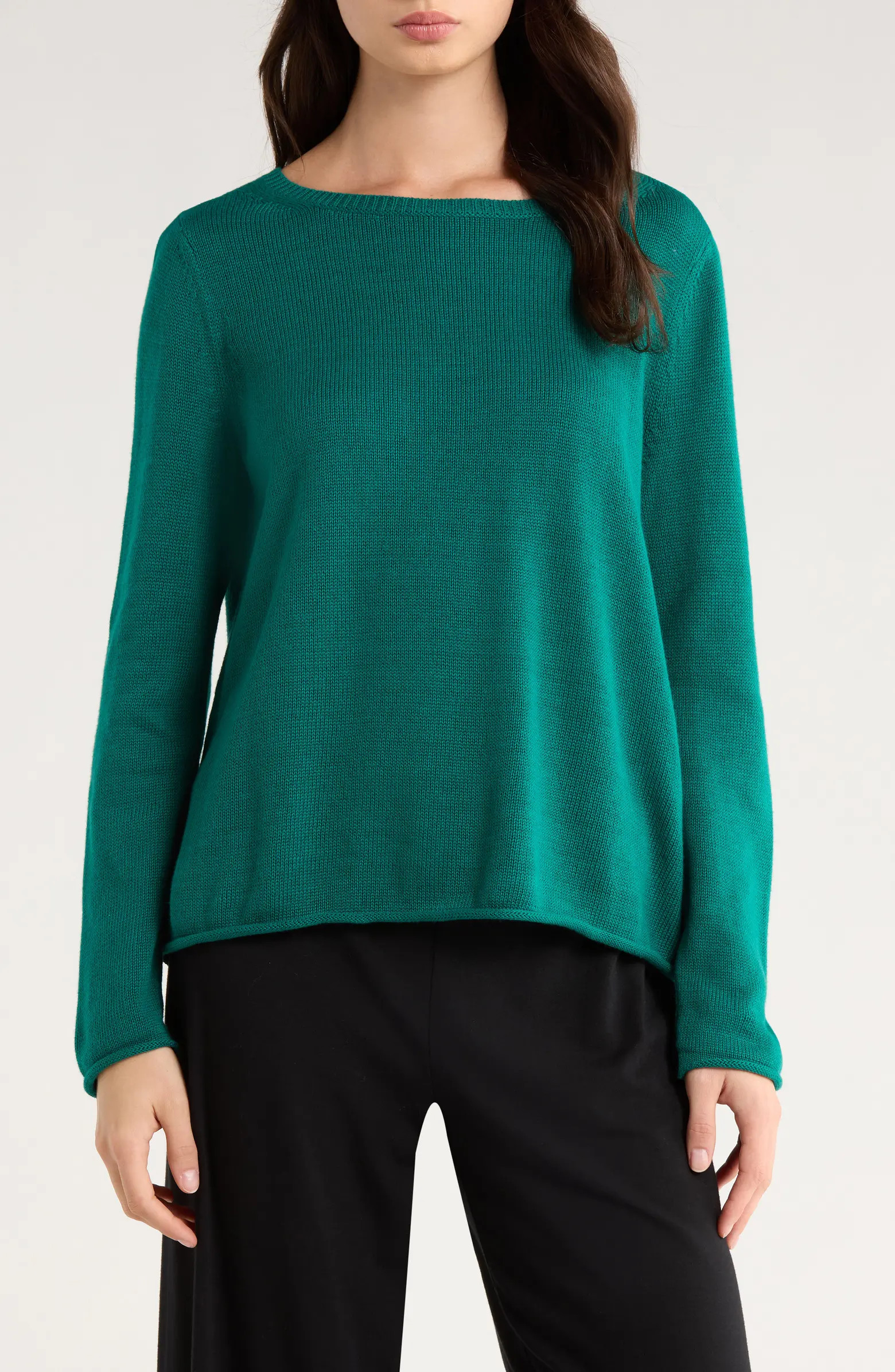 Eileen Fisher Bateau Neck Cotton Blend Sweater | Nordstrom | Nordstrom
