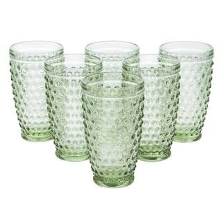 MARTHA STEWART 6 Piece 14.3 oz. Hobnail Handmade glass Tumbler Set in Green 985116856M - The Home... | The Home Depot