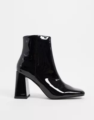 ASOS DESIGN Express heeled ankle boots in black patent | ASOS (Global)