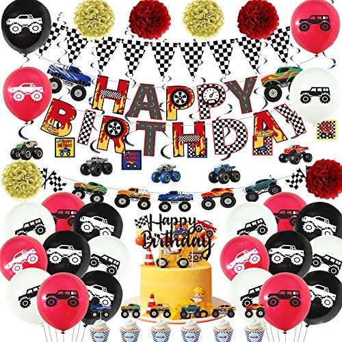 44 PCS Monster Truck Birthday Party Supplies, Truck-Themed Birthday Decorations, Happy Birthday B... | Amazon (US)