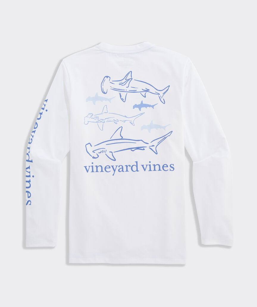 Boys' Performance Outline Sharks Long-Sleeve Harbor Sun Tee | vineyard vines