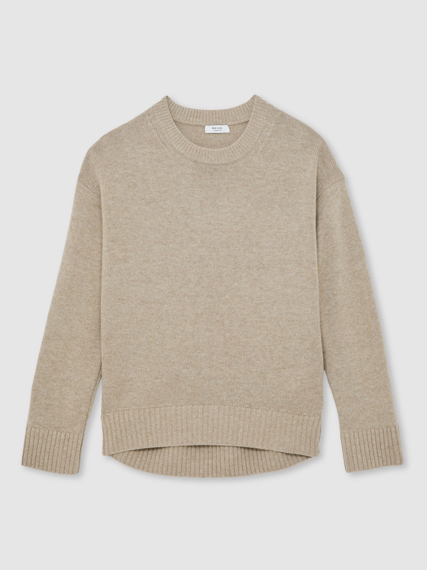 Reiss Wool-Cashmere Crew-Neck Jumper in Stone - REISS | Reiss UK