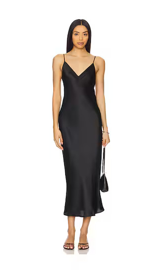 L'AGENCE Seridie Slip Midi Dress in Black. - size 6 | Revolve Clothing (Global)
