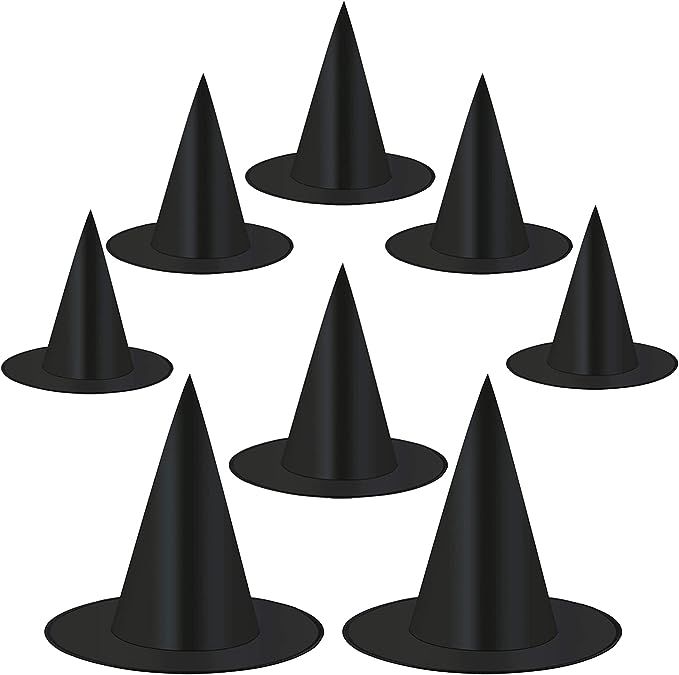 8 Pieces Halloween Witch Hat ,Witch Costume Accessory for Halloween Cosplay Favors - Black | Amazon (US)