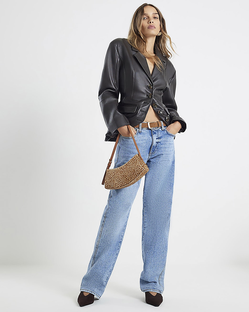 Blue Relaxed Straight leg jeans | River Island UK & IE