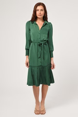 Margie Pleated Long Sleeve Shirtdress | Adelyn Rae