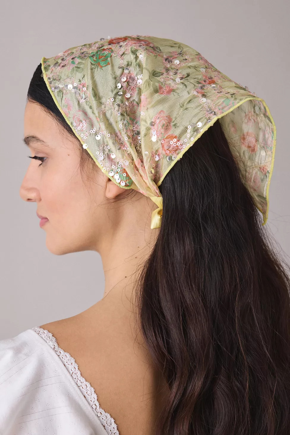 Thea Floral Embellished Sheer Headscarf | Urban Outfitters (US and RoW)