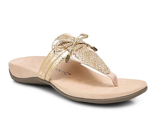 Vionic Snake Print Thong Sandals w/Bow Detail -Amaya | QVC