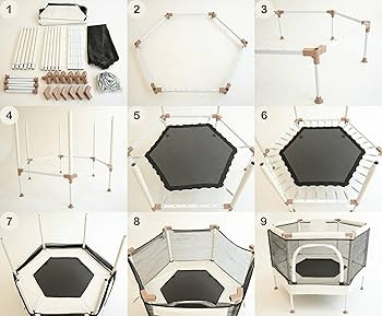 Kids Trampoline, Aesthetic Indoor and Outdoor Toddler Trampoline with Safety Net, Basketball Hoop... | Amazon (US)