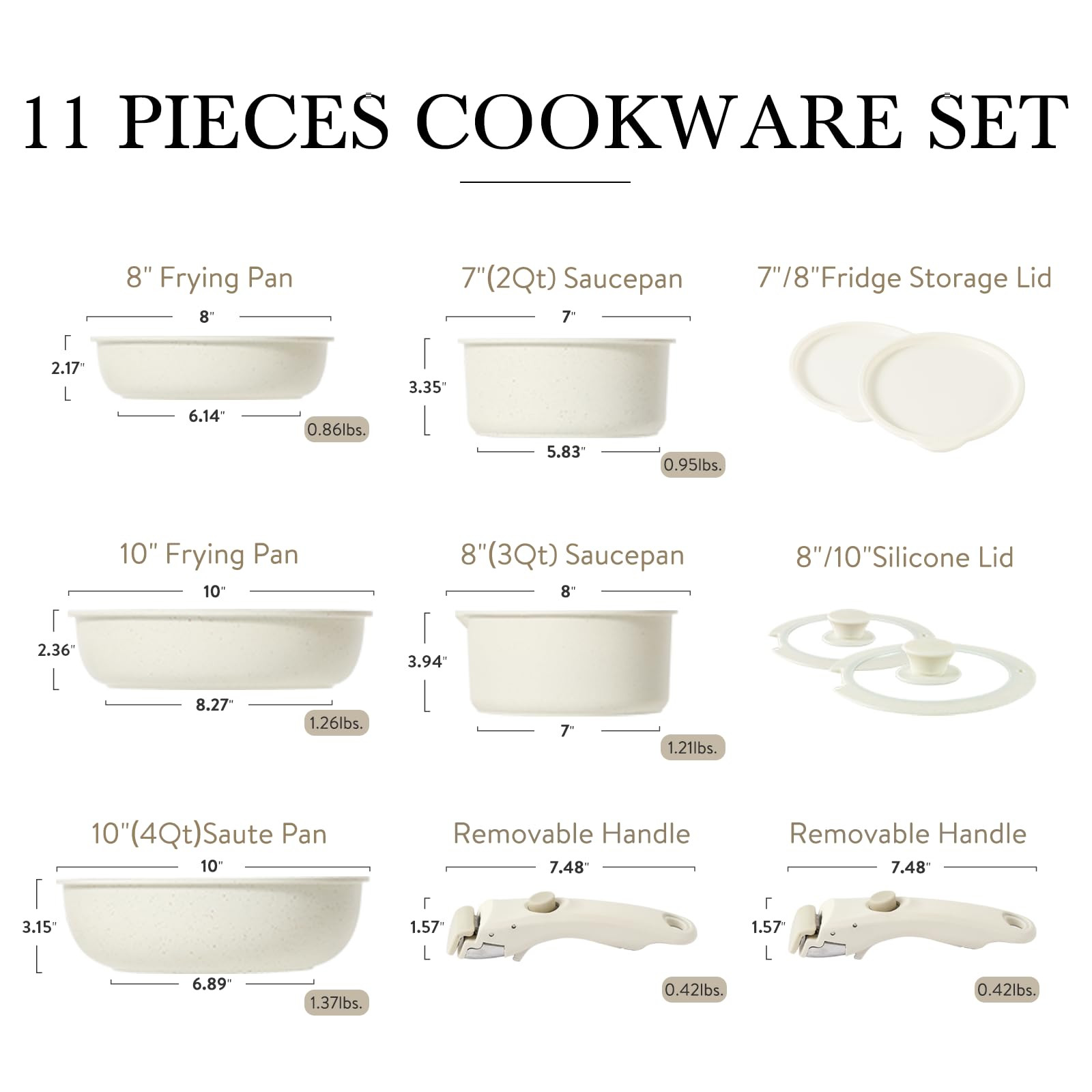 CAROTE 11pcs Pots and Pans Set, Nonstick Cookware Sets Detachable Handle, Induction Kitchen Cookw... | Amazon (US)