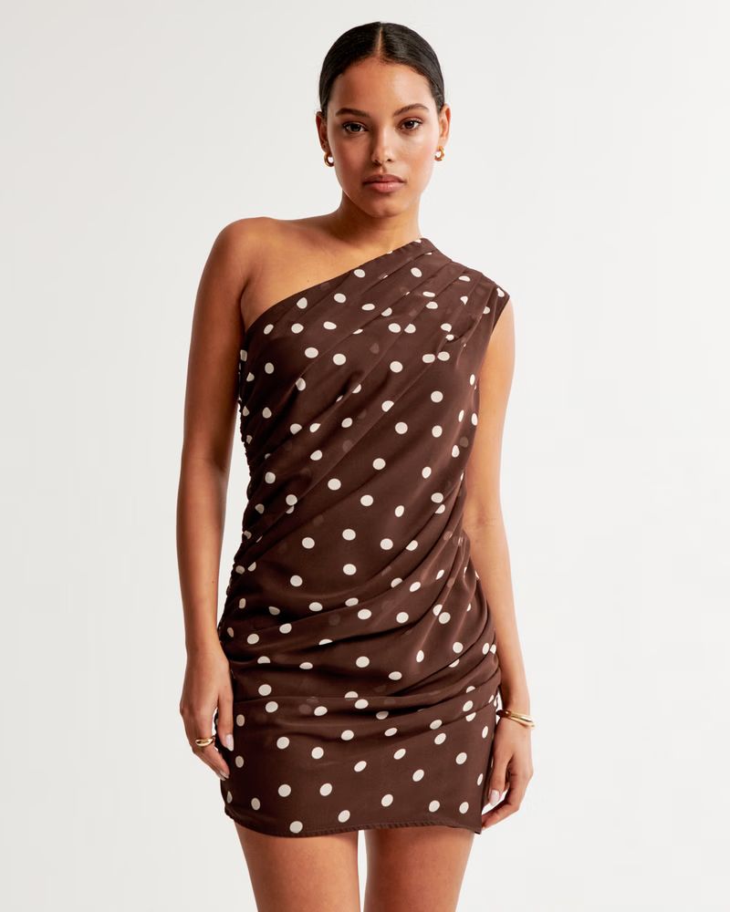 Women's One-Shoulder Chiffon Mini Dress | Women's New Arrivals | Abercrombie.com | Abercrombie & Fitch (US)