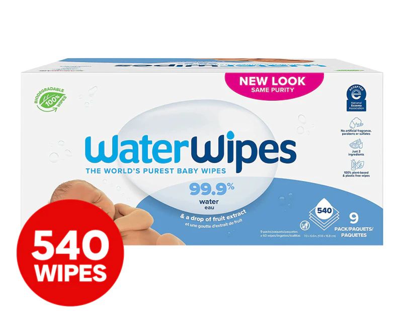 WaterWipes Biodegradable Baby Wipes 540pk | Catch.com.au