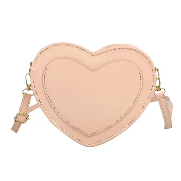 Women PU Leather Solid Color Shoulder Bag Retro Love Heart Purse (Pink) - Walmart.com | Walmart (US)