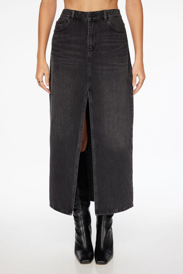 Denim Maxi Skirt | Dynamite Clothing