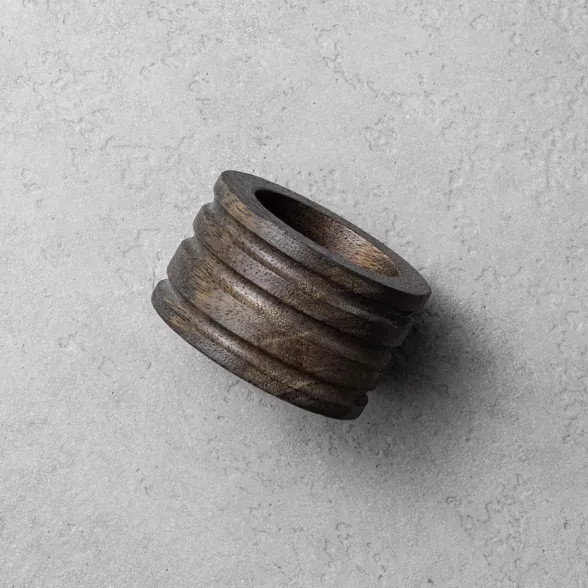 4pc Distressed Wood Napkin Ring Set Black - Hearth & Hand™ with Magnolia | Target