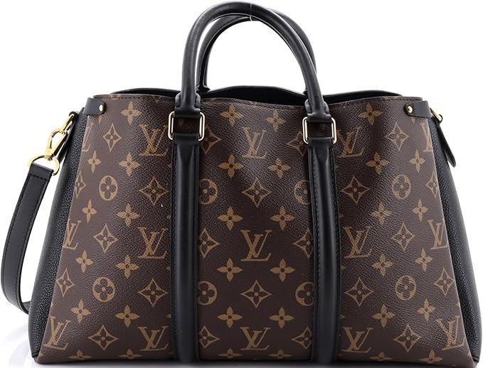 Amazon.com: Louis Vuitton, Pre-Loved Soufflot Tote Monogram Canvas with Leather MM, Brown : Amazo... | Amazon (US)