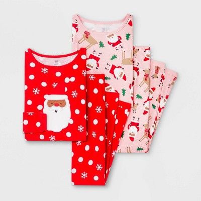 Girls' 4pc Santa Pajama Set - Just One You® made by carter's Red/Pink | Target