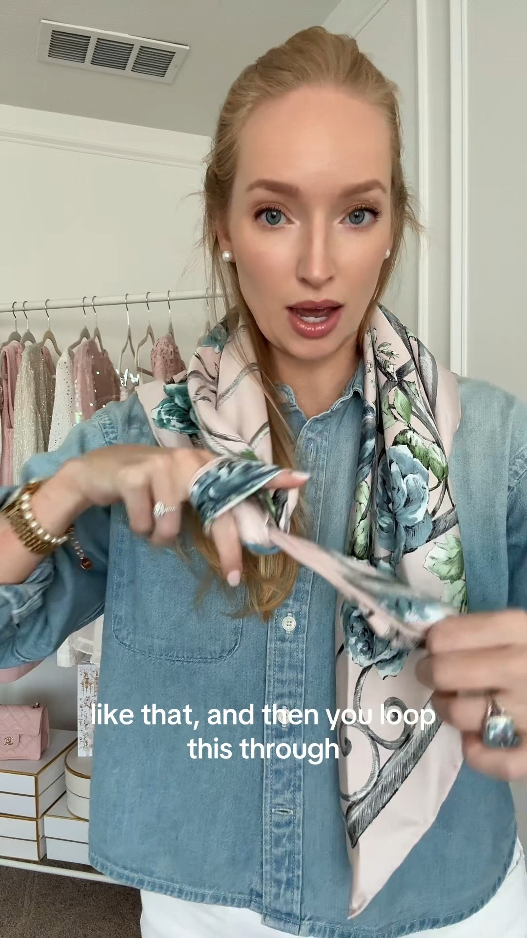 How to tie a scarf! There are so many different ways to wear these this fall — I plan to do an updated fall fashion jacks video with more ideas! This scarf is from Dior so I can’t link it. This is more oversized (30ish inches I believe). 

Re-wearing this denim button down I’ve been wearing on repeat! Wearing a small

#LTKSeasonal #LTKgrwm #LTKootd