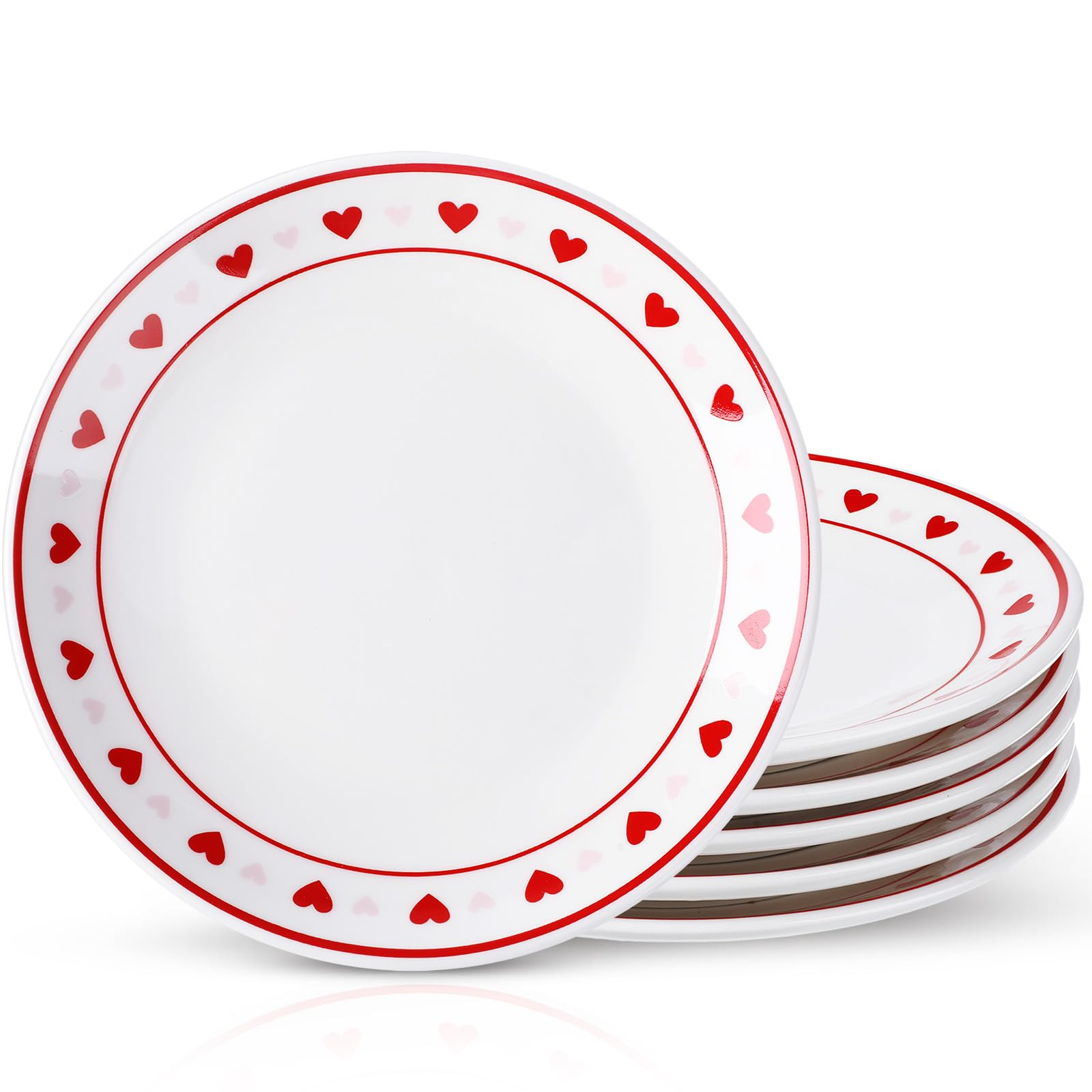 Hushee 6 Pcs Valentines Dessert Plate 6 Inch Round Heart Ceramic Plates Valentine Salad Dishes fo... | Amazon (US)