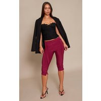 Plum Double Layer Wrap Waist Capri Leggings | PrettyLittleThing UK
