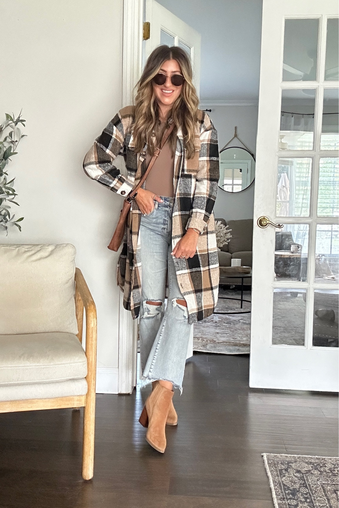 Shacket styling. Casual outfit 

Code LAUREN202 for 20% off crossbody bag.

#LTKGiftGuide #LTKsalealert #LTKstyletip