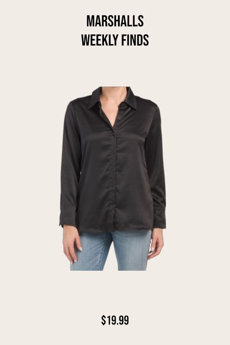 Black silk button down collared blouse 

#LTKsalealert #LTKworkwear #LTKstyletip
