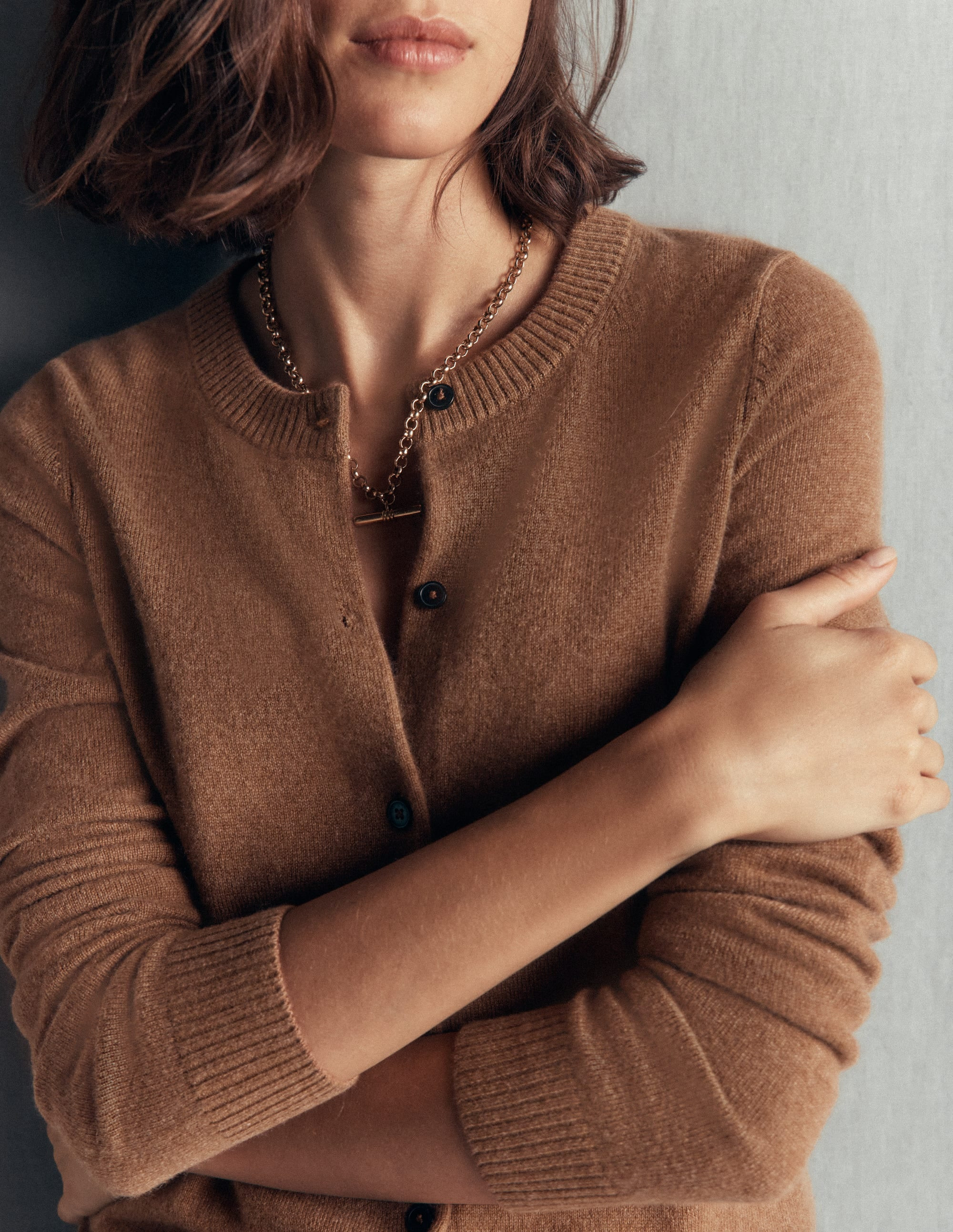 Elsie Cashmere Crew Cardigan-Warm Ginger | Boden UK
