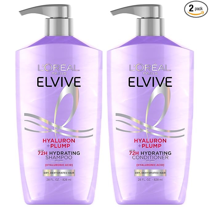 L'Oreal Paris Elvive Hyaluron Plump Shampoo and Conditioner Set for Dehydrated, Dry Hair with Hya... | Amazon (US)