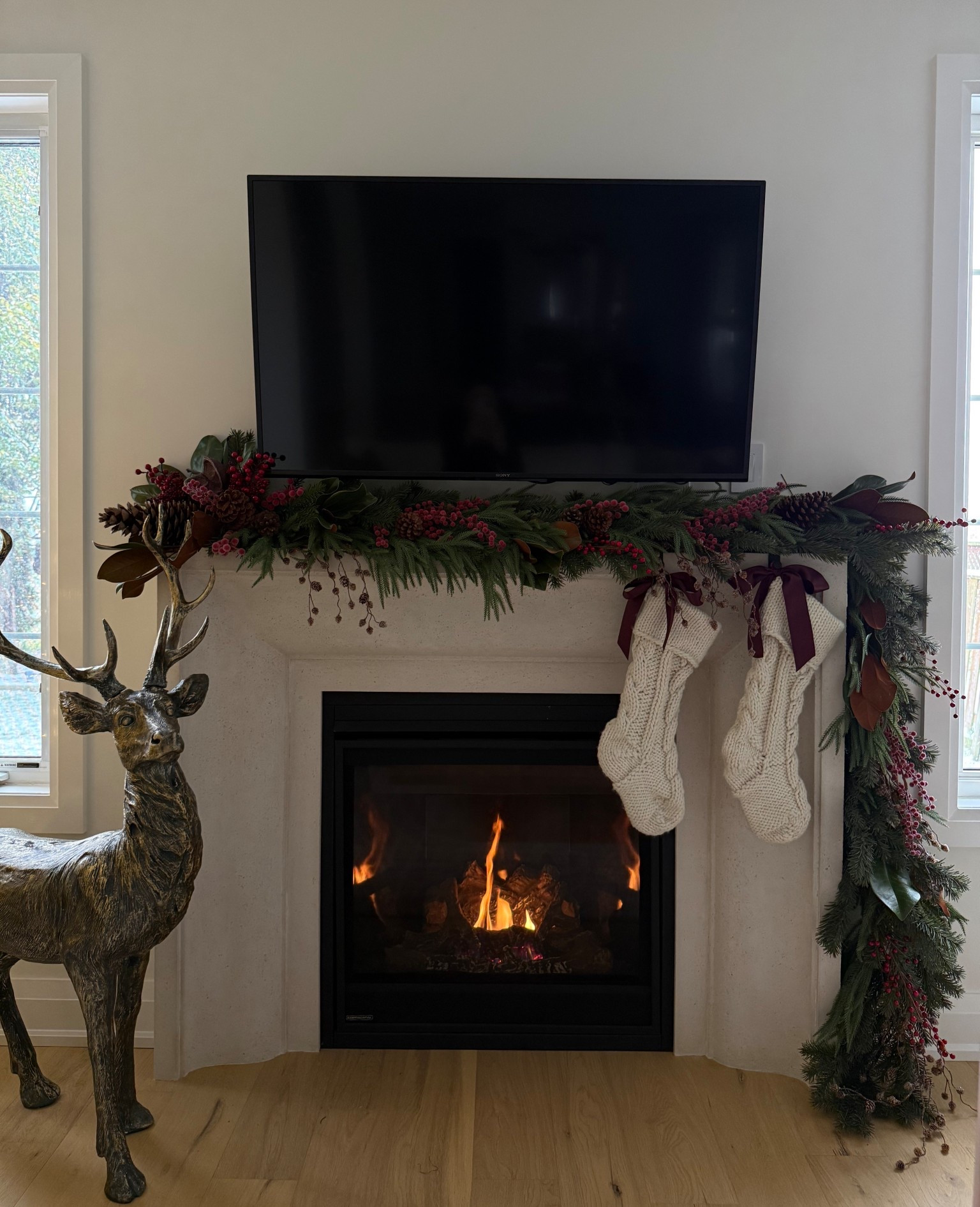 Fireplace mantle Christmas garland 🎄🫶🏻 

#LTKwinter #LTKholiday #LTKhome