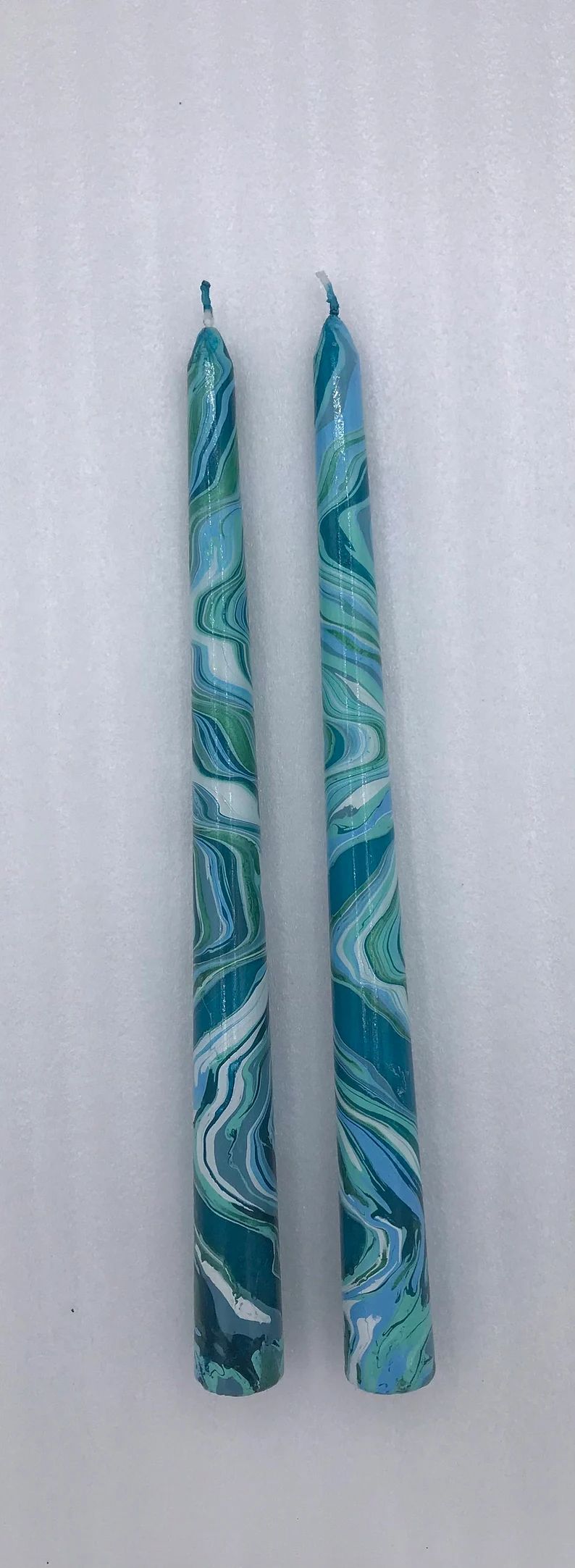 Marbled Candles, Aqua Color Scheme, 10, 12, 14 Taper Candles, Hand-painted Candle, Tie-dye Candle... | Etsy (US)