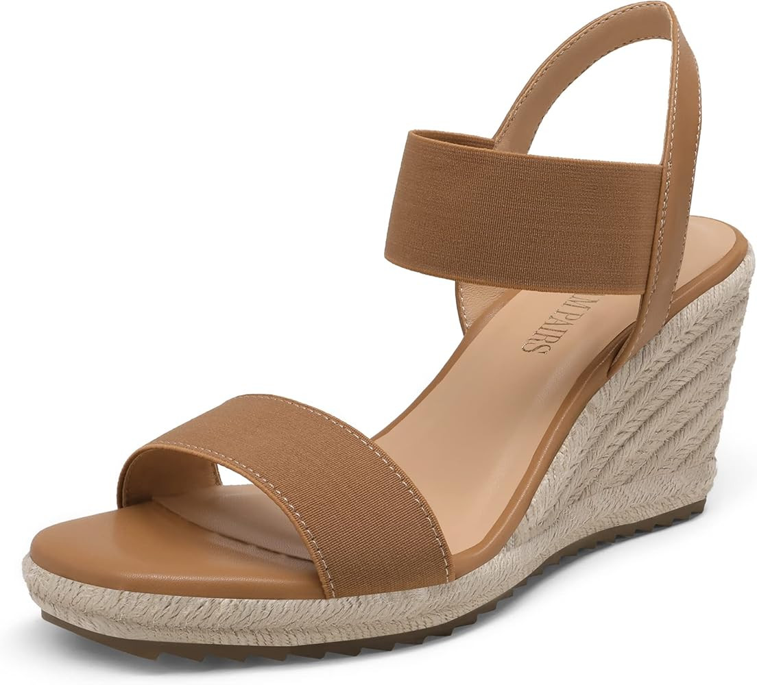 DREAM PAIRS Womens Open Toe Espadrilles Dressy Platform Sandals Slip on Elastic Ankle Strap Wedges S | Amazon (US)