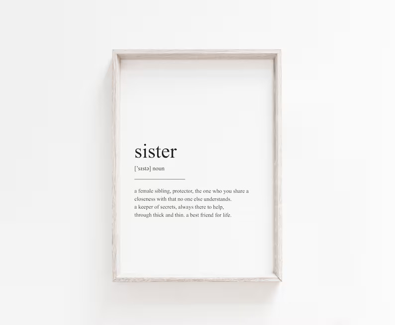 Sister Gift Printable Wall Art Sister Definition Prints | Etsy Canada | Etsy (CAD)