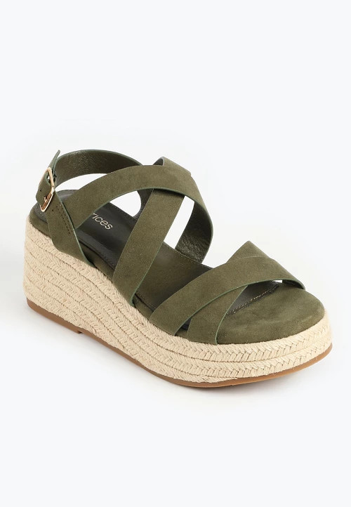 SuperCush Olive Crisscross Strappy Wedge | maurices | Maurices