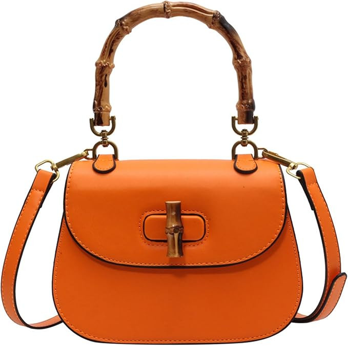 Women's Leather Tote Handbags,Bamboo Shaped Top Handle Satchel Crossbody Bag Vintage Shoulder Bag | Amazon (US)