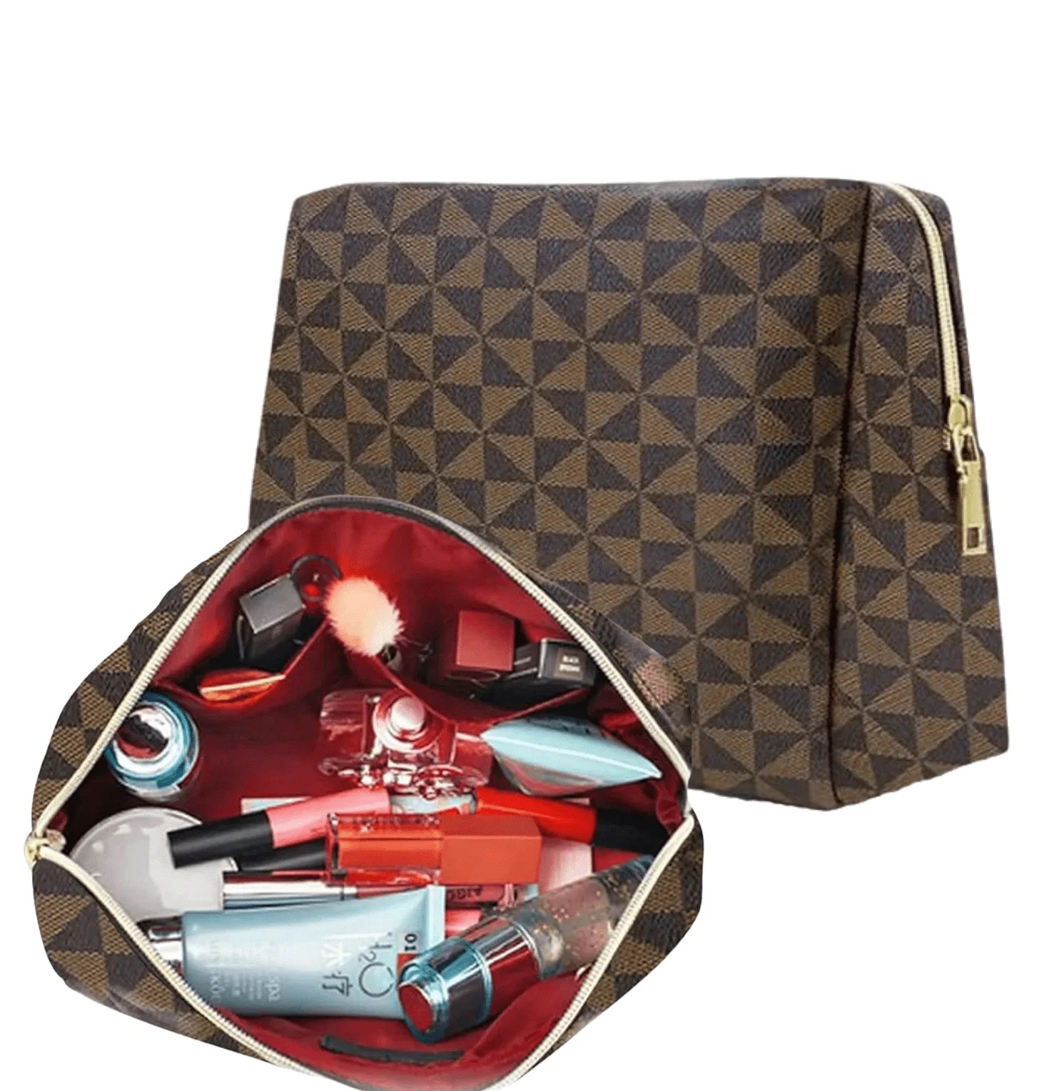 VONGEM Makeup Bag Checkered Cosmetic Bag Large Travel Toiletry Organizer For Women,Cosmetics,Make... | Walmart (US)