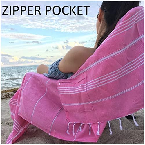 Aysesa Lux Oversized 38x75 Absorbent Cotton Beach Towel W/ Hidden Zipper Pocket 100% Natural Turkish | Amazon (US)