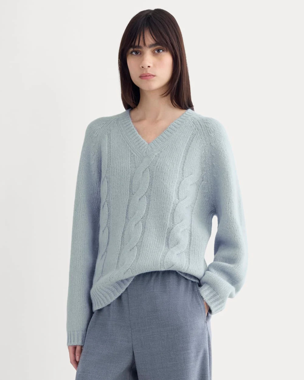 Cloud Cable V-Neck Sweater | Forever Blue | Everlane