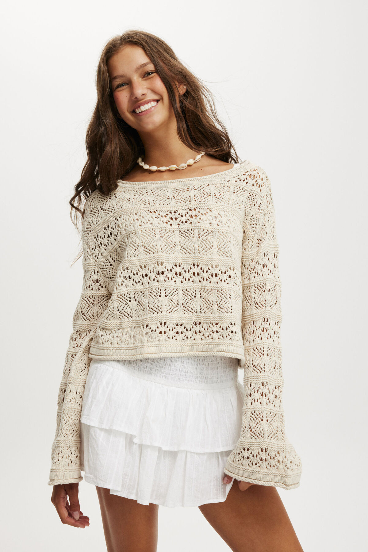 Crochet Boatneck Pullover | Cotton On (US)