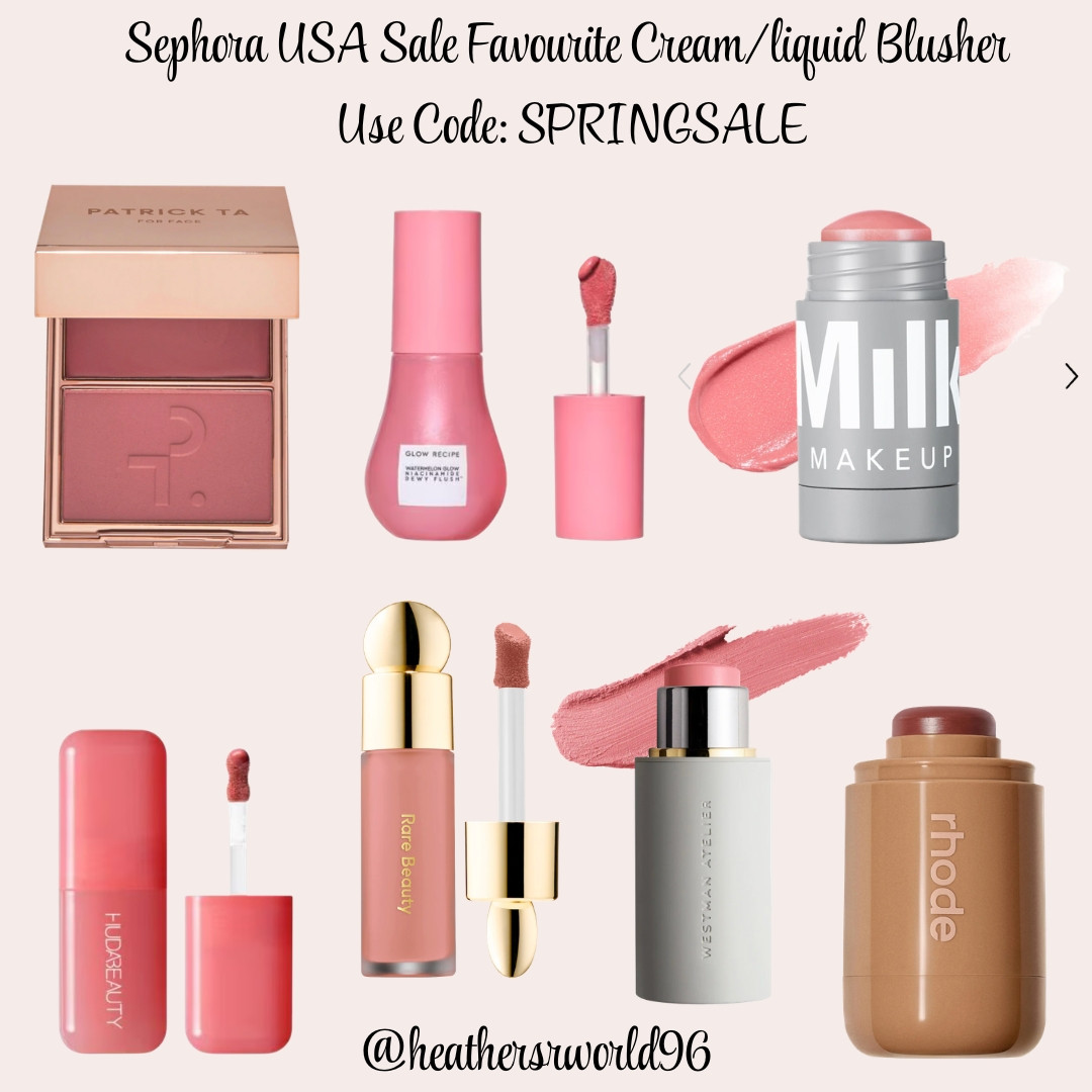 Sephora USA Sale My Favourite cream/liquid blusher's: Use Code SPRINGSALE 

#sephora #sephorausa #sale #beauty #beautysale #milkmakeup #patrickta #glowrecipe #hudabeauty #rhode #rarebeauty #westmanatilier 

 #LTKspring #LTKbeauty #LTKsale