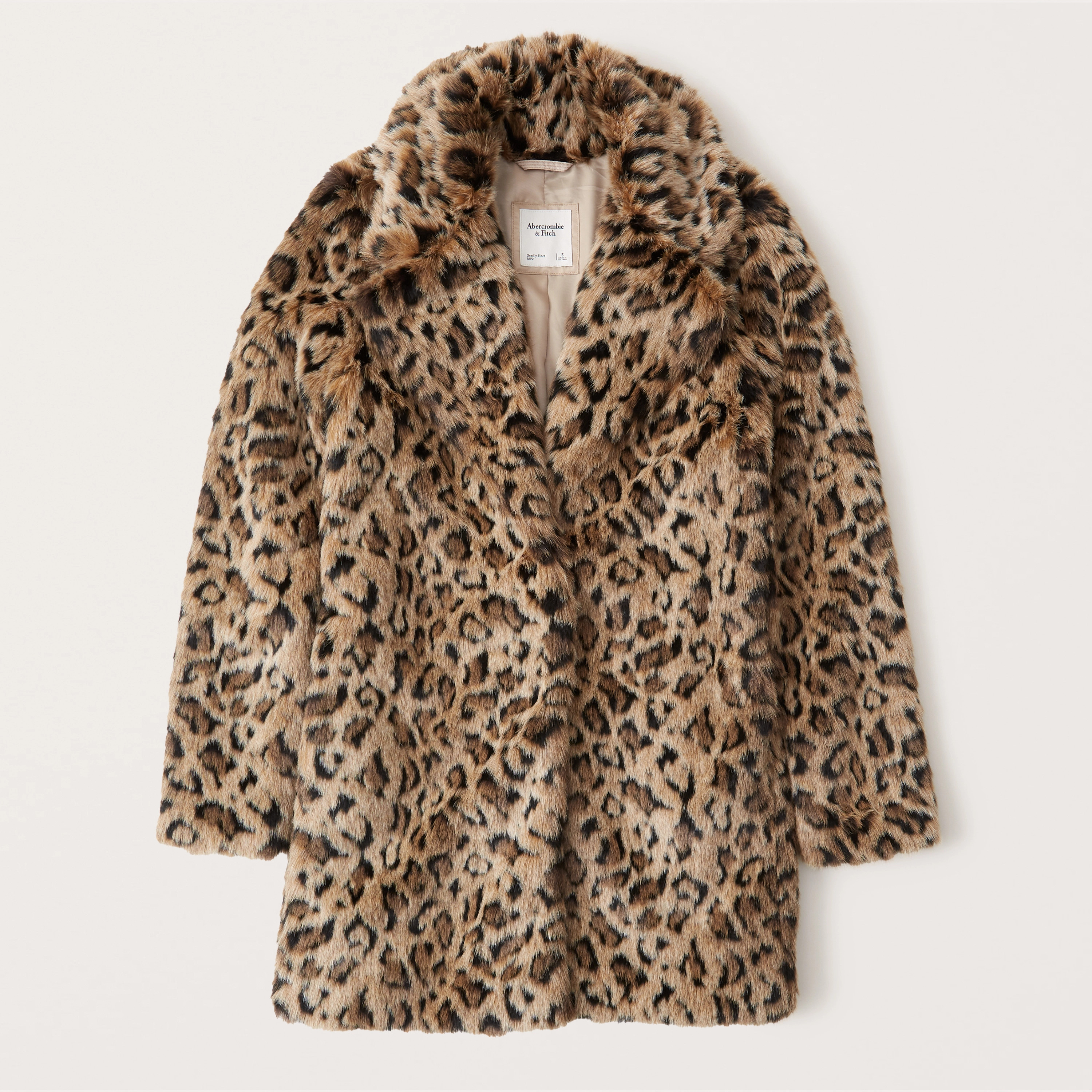 Mid-Length Leopard Coat | Abercrombie & Fitch (US)